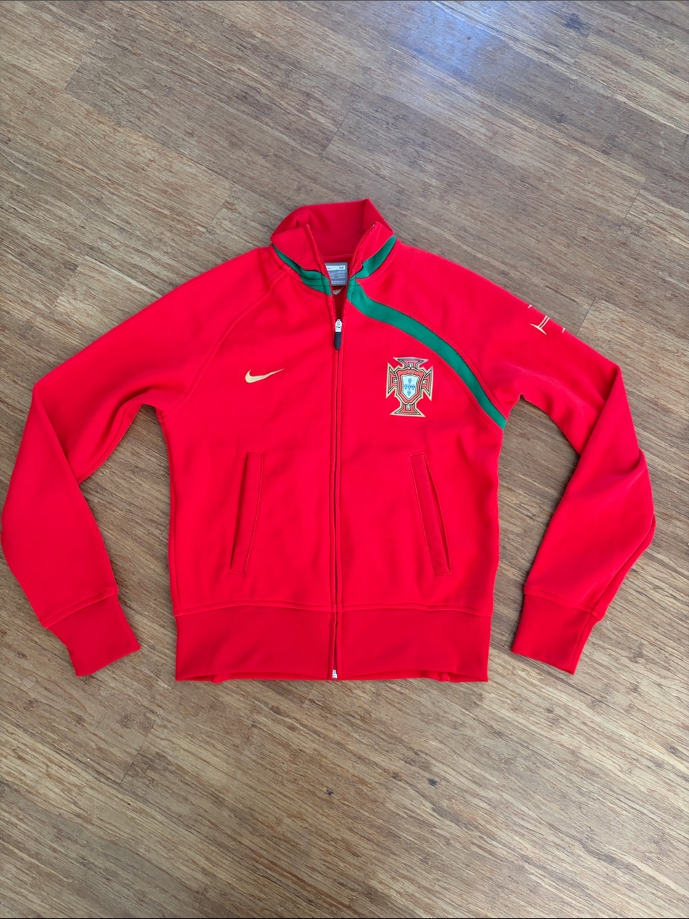 Nike Kids Portugal Soccer Track Jacket Full Zip Red Green Youth M 10/12